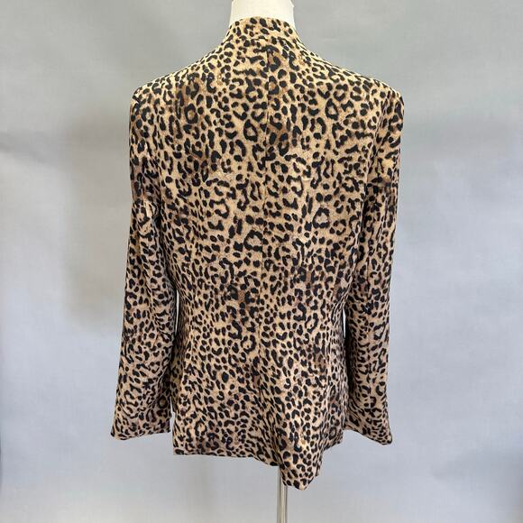 Daniel Rainn leopard open front blazer size large lightweight silky jersey - Picture 12 of 14